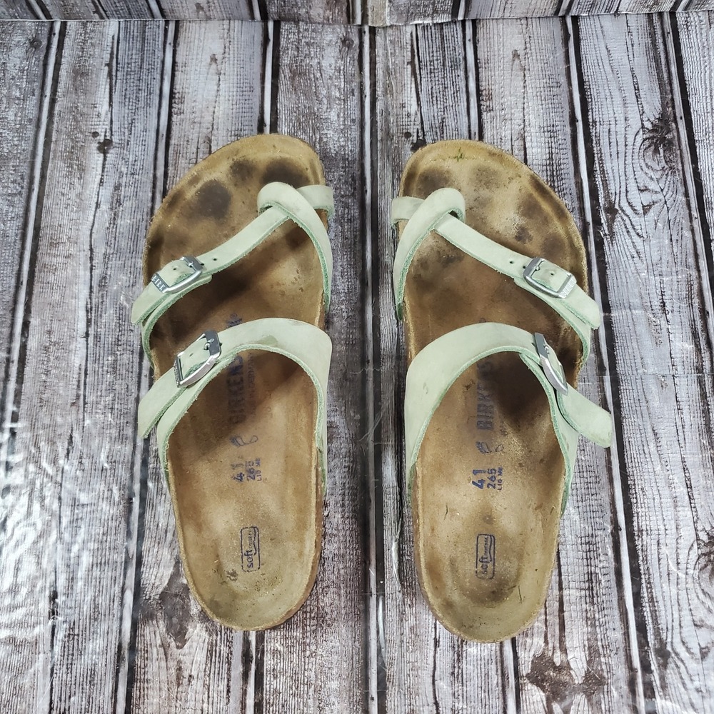Birkenstock Unisex Mayari Green Nubuck Sandals Soft Footbed Size 41 L10 M8 - Picture 6 of 8